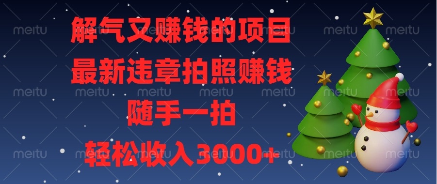 解气又赚钱的项目，最新违章拍照赚钱，随手一拍，轻松收入3000+-好资源网