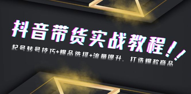 抖音带货实战教程：起号转号技巧+爆品选择+流量提升，打造爆款商品-好资源网
