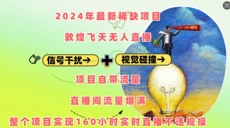 2024年最新稀缺项目敦煌飞天无人直播，项目自带流量，流量爆满，实现160小时实时直播不违规操-好资源网