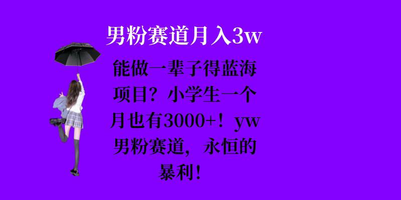 能做一辈子的蓝海项目？小学生一个月也有3000+，yw男粉赛道，永恒的暴利-好资源网