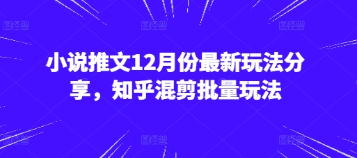 小说推文12月份最新玩法分享，知乎混剪批量玩法-好资源网