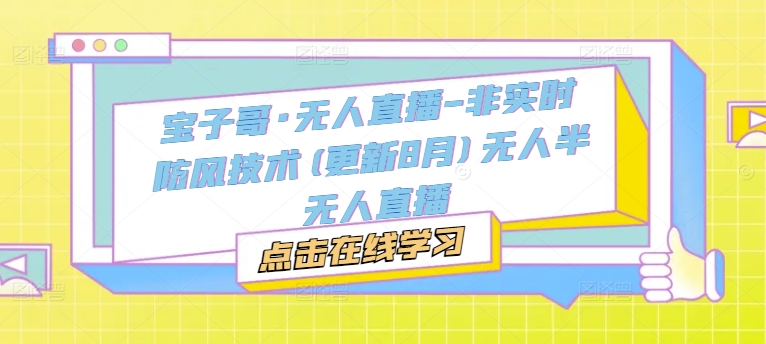 宝子哥·无人直播-非实时防风技术(更新11月)无人半无人直播-好资源网
