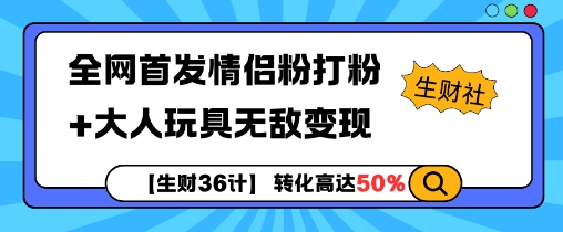 【生财36计】全网首发情侣粉打粉+大人玩具无敌变现-好资源网