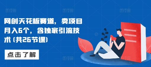 网创天花板赛道，卖项目月入6个，含独家引流技术(共26节课)-好资源网