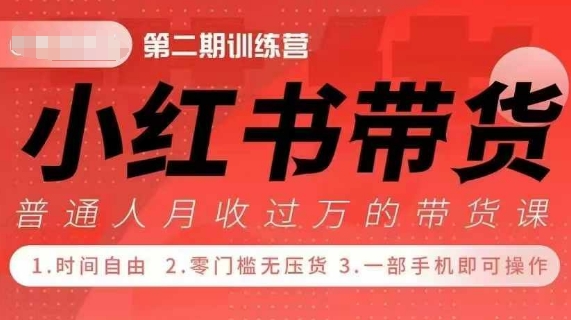 小Red书带货42天训练营 2.0版，宝妈+自由职+上班族+大学生，提高副业收入的大红利项目-好资源网
