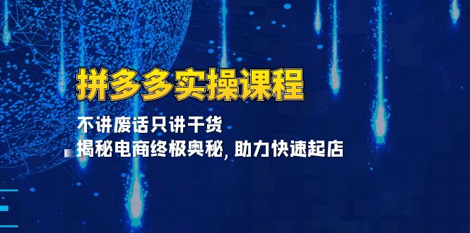 拼多多实操课程：不讲废话只讲干货, 揭秘电商终极奥秘,助力快速起店-好资源网