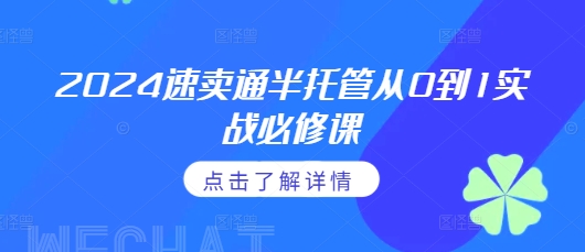 2024速卖通半托管从0到1实战必修课，掌握通投广告打法、熟悉速卖通半托管的政策细节-好资源网