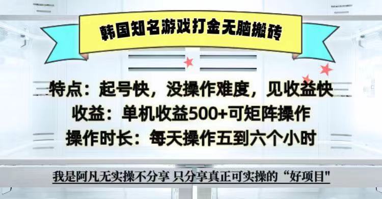 全网首发海外知名游戏打金无脑搬砖单机收益500+ 即做！即赚！当天见收益！-好资源网